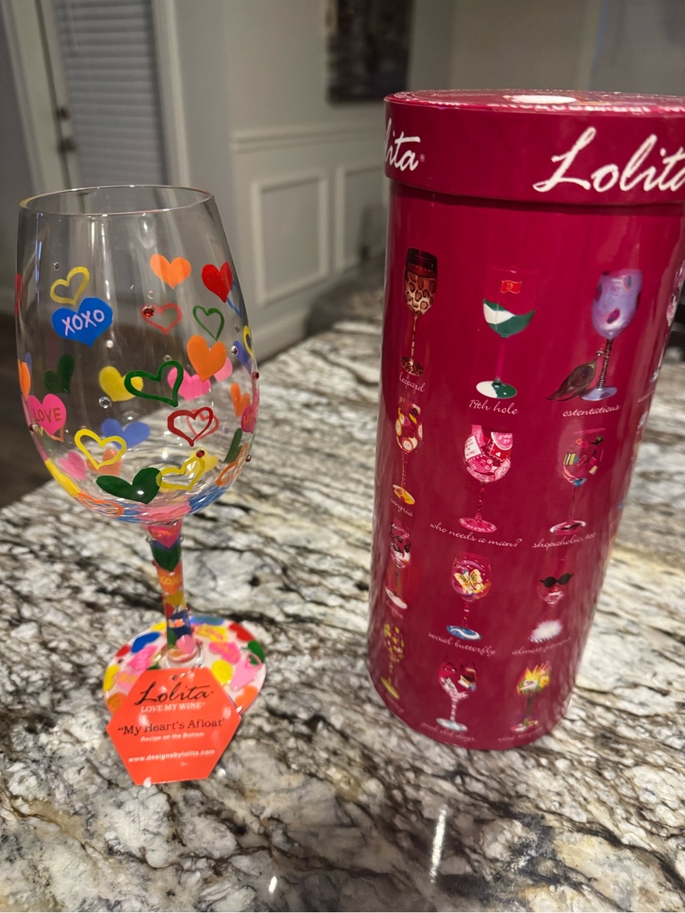 Lolita Pink and Red Hand-Painted Glass Base